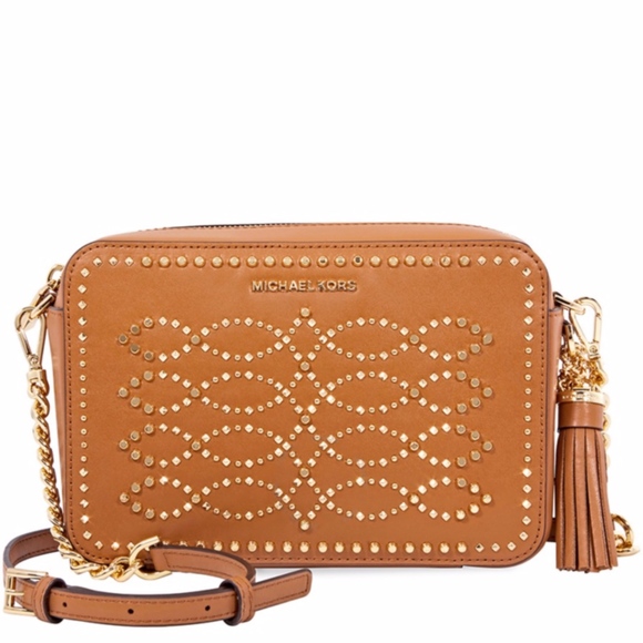 Michael Kors Handbags - MK Medium Studded Leather Crossbody Acorn Ginny